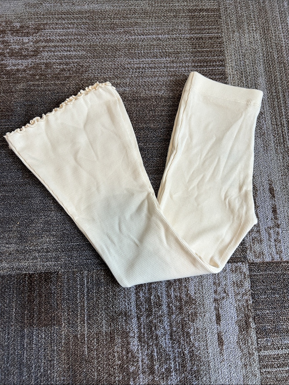 Next Cream Ribbed Flared Leggings - Picture 2 of 5
